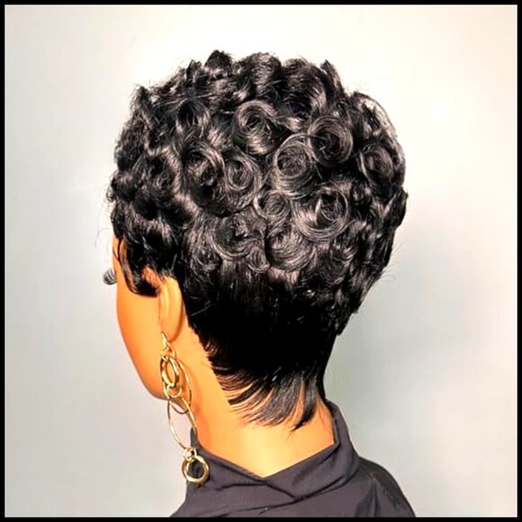 Curly Pixie Cut Human Hair Wig Glueless Layered Brazilian Virgin Daily Use main image 4